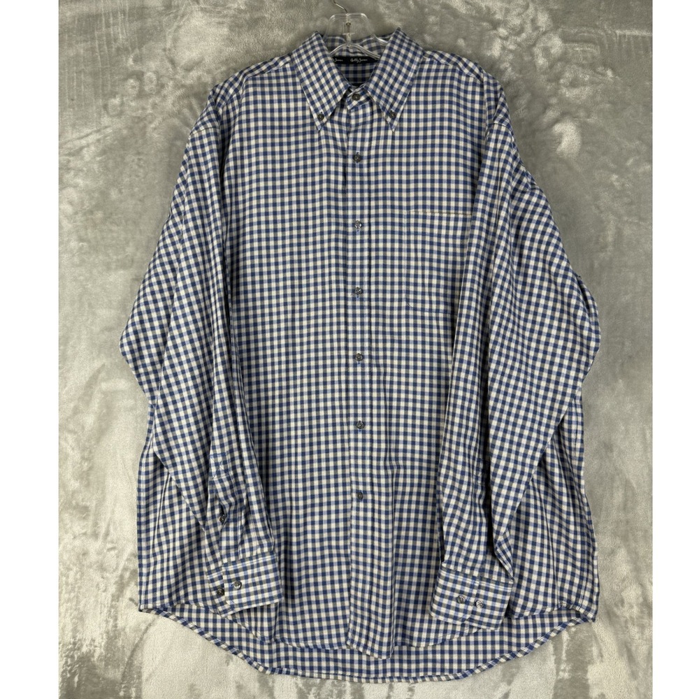 Bobby Jones Collection Mens XL Gingham Check Button Down Shirt Woven in‎ Italy